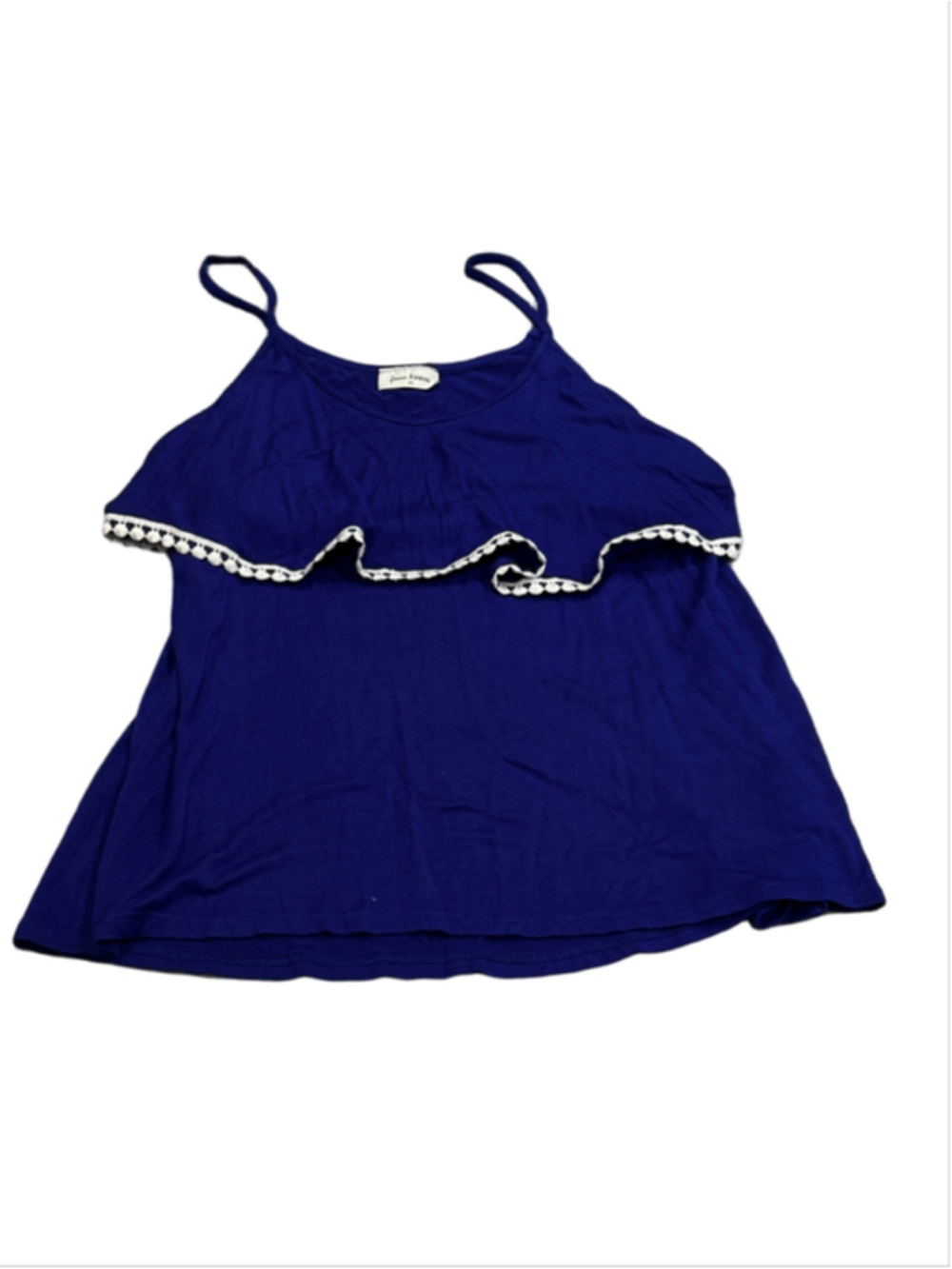 Free Kisses Royal Blue Ruffle Crochet Hem Overlay Tank Top